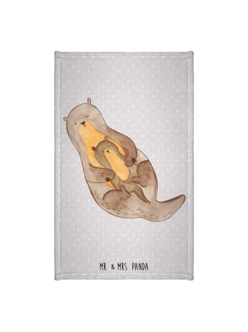 Mr. & Mrs. Panda Mini-Handtuch Otter Kind ohne Spruch in Grau Pastell