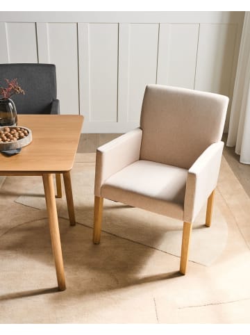 Beliani Esszimmerstuhl ROCKEFELLER in Beige/Braun - (W) 60 x (H) 88 x (L) 62 cm