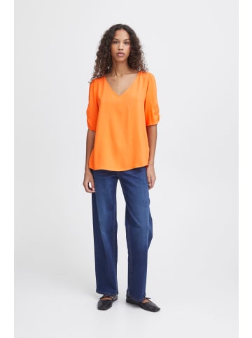 ICHI Shirtbluse IHMAIN SS2 20118436 fließendes Shirttop mit Raffung in Orange