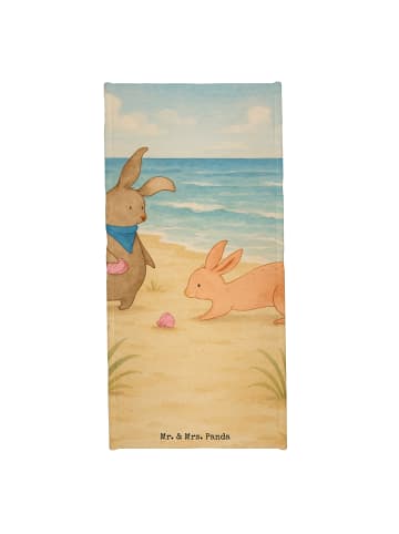 Mr. & Mrs. Panda Handtuch Hasen Muschel Design ohne Spruch in Blau Pastell