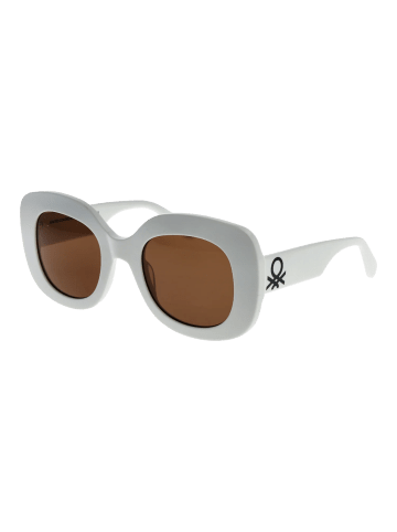 Benetton Frauen Sonnenbrille Rund Weiß