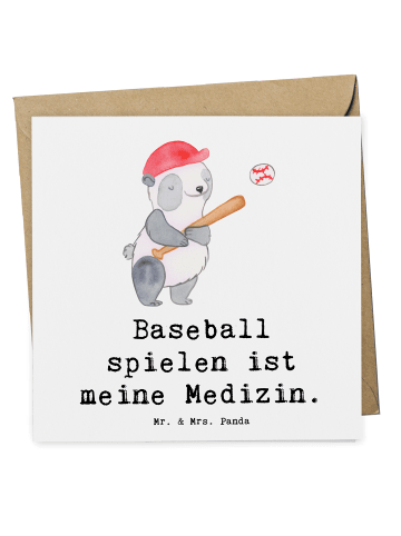 Mr. & Mrs. Panda Grußkarte Panda Baseball spielen mit Spruch in Weiß