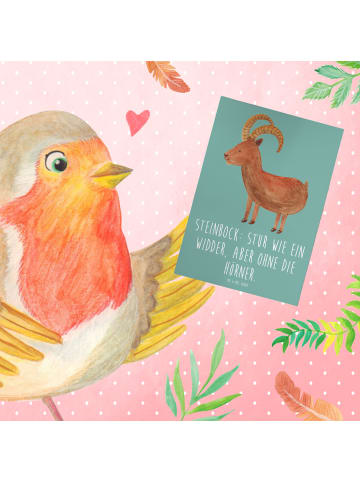 Mr. & Mrs. Panda babykarte Steinbock Entschlossen mit Spruch in Meeresbrise