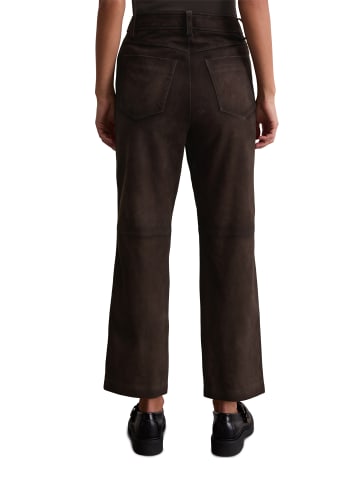Marc O'Polo Lederhose regular cropped in dark coffee