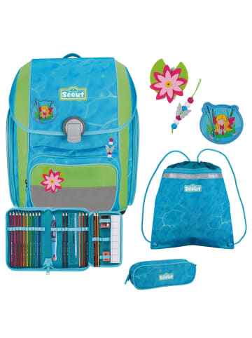 Scout Genius DIN - Schulranzen Set 4 tlg. mit Turnbeutel (Action) in Water Lily