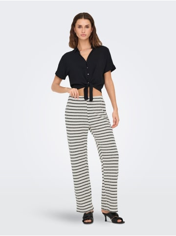 ONLY STRIPE WIDE LEG PANT JRS in Cloud Dancer/Black