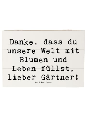 Mr. & Mrs. Panda Holzkiste mit Deckel Spruch Gärtner Dankeschön ... in Weiß