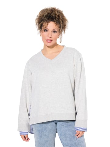 Ulla Popken Sweatshirt in hellgrau mélange