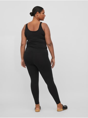 Vila Einfarbige Leggings Stretch Stoff Hose Übergröße Plus Size VIJENNI in Schwarz