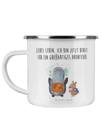Mr. & Mrs. Panda Pott Pinguin & Maus Wanderer mit Spruch in Weiß