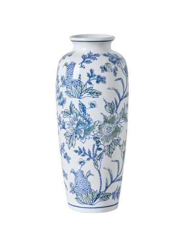 Beliani Blumenvase GUADIX in Weiß/Blau/Grün - (W) 13 x (H) 35 x (L) 13 cm