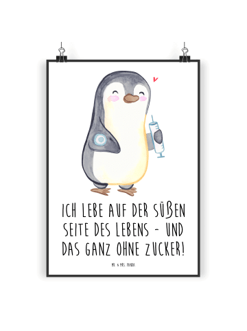 Mr. & Mrs. Panda Bild Pinguin Diabetes mit Spruch in Weiß