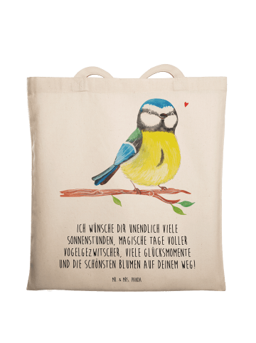 Mr. & Mrs. Panda Schultasche Vogel Blaumeise mit Spruch in Creme