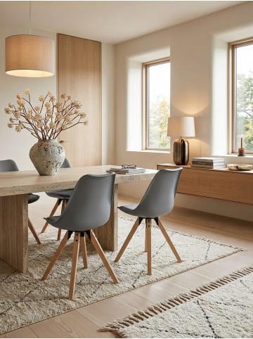 KADIMA DESIGN Esszimmerstühle 2er-Set | Kunstleder, Naturholzbeine, Skandinavisch in Grau