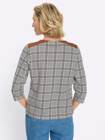 Sieh an! Rundhals-Shirt in schwarz-cognac-bedruckt