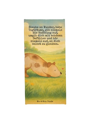 Mr. & Mrs. Panda Badehandtuch Hund Marienkäfer Design mit Spruch in Grau Pastell