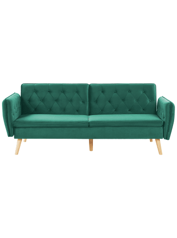 Beliani 2-Sitzer Sofa BARDU in Grün/Heller Holzfarbton - (W) 213 x (H) 84 x (L) 106 cm