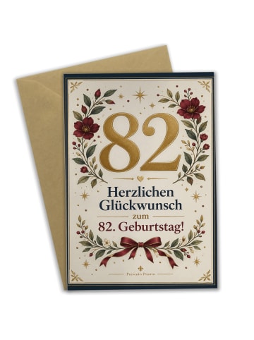 Geburtstagskarte 82. Geburtstag Zahl elegant De... in Weiß