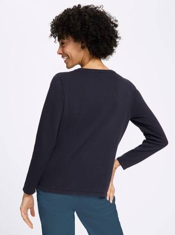 Sieh an! Rundhals-Pullover in marine-rot-geringelt