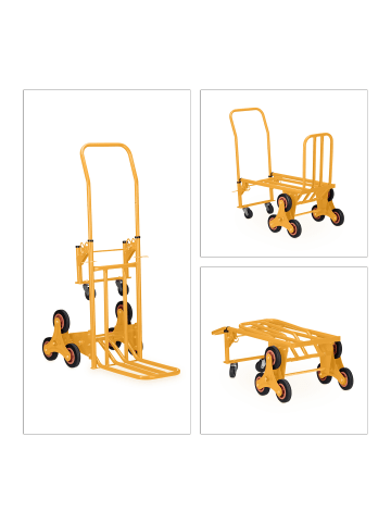 relaxdays Sackkarre Treppensteiger "2in1" in Gelb