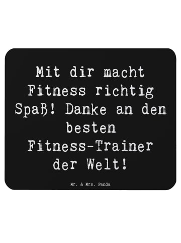 Mr. & Mrs. Panda Mauspad Spruch Fitness-Trainer Dank mit Spruch in Schwarz