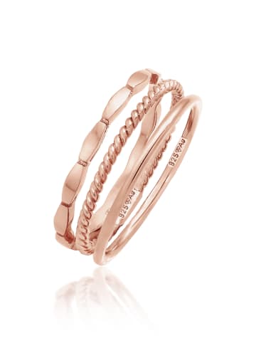 Elli Ring 925 Sterling Silber Geo, Ring Set, Twisted in Rosegold