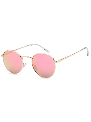 styleBREAKER Sonnenbrille in Gold / Pink verspiegelt