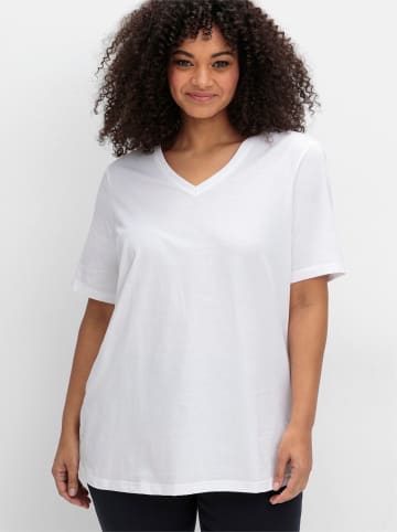 sheego V-Shirt in ecru