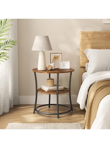 relaxdays Beistelltisch in Dunkelbraun/ Schwarz - (H)55 x Ø 55 cm