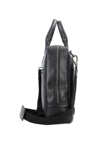 Plevier Rock Basalt Aktentasche Leder 41 cm Laptopfach in schwarz