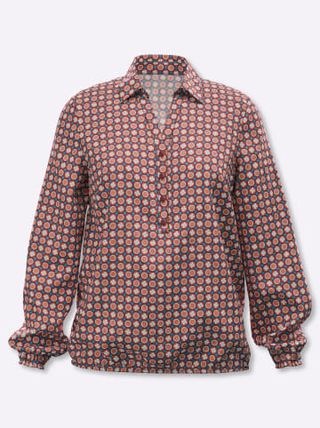 Sieh an! Schlupfbluse in rotbraun-papaya-bedruckt