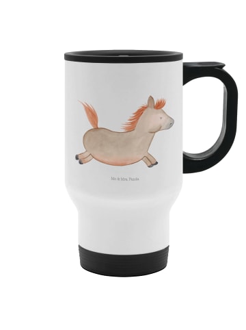 Mr. & Mrs. Panda Kaffeebecher To Go Pferd Springen ohne Spruch in Weiß