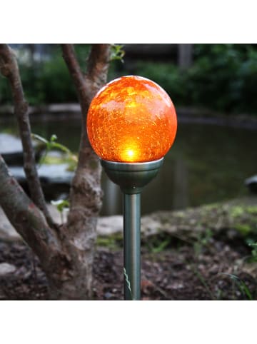 STAR Trading Großer LED Solar-Poller ,Roma, Edelstahl, Lichtsensor, Bernstein-Opti