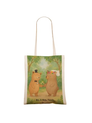 Mr. & Mrs. Panda Strandtasche Bären Heirat Design ohne Spruch in Weiß