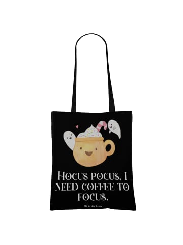 Mr. & Mrs. Panda Tragetasche Kaffee Gespenst mit Spruch in Schwarz