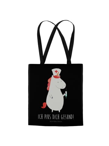 Mr. & Mrs. Panda Beutel Einhorn Krankenschwester mit Spruch in Schwarz