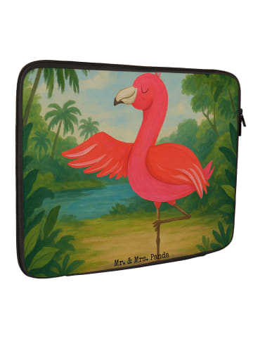 Mr. & Mrs. Panda Laptop Bag Flamingo Yoga Design ohne Spruch in Weiß