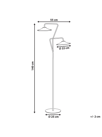 Beliani Stehleuchten GALETTI in Weiß - (W) 55 x (H) 140 x (L) 25 cm