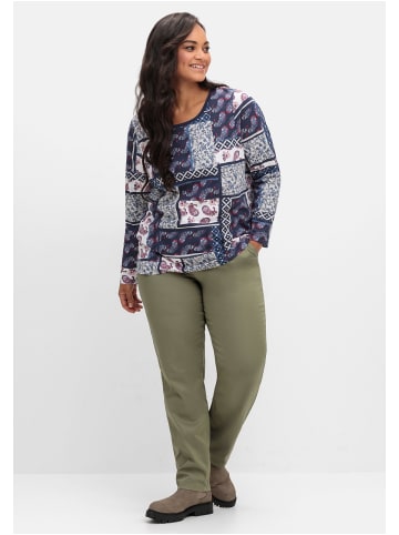 sheego Langarmshirt in hellgrau gemustert