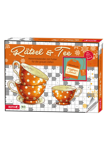 ROTH Rätsel & Tee Adventskalender mit Buch in Bunt