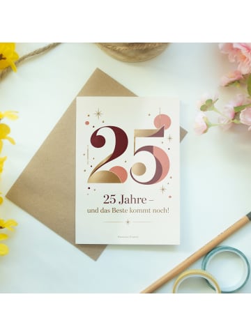Billet 25. Geburtstag Zahl elegant Design mit S... in Weiß