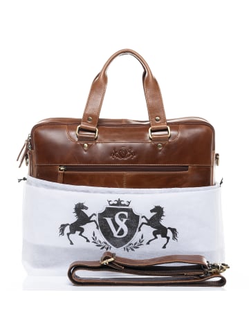 SID & VAIN Leder-Laptoptasche 15" »YANN« in braun