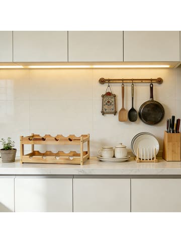 relaxdays Weinregal in Natur - (B)45 x (H)16,5 x (T)23,5 cm