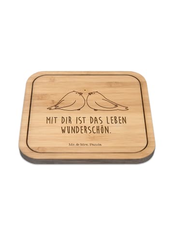 Mr. & Mrs. Panda Korkuntersetzer Turteltauben Liebe mit Spruch in Transparent
