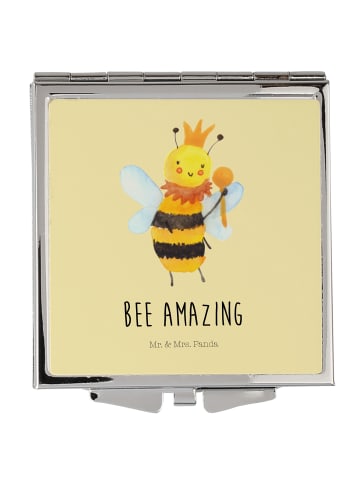Mr. & Mrs. Panda Schminkspiegel Biene König mit Spruch in Gelb Pastell