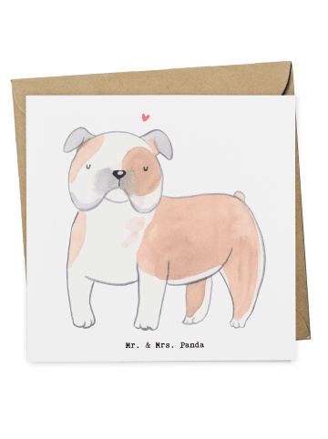 Mr. & Mrs. Panda Glückwunschkarte Englische Bulldogge Moment ohn... in Weiß