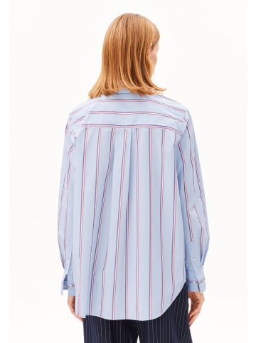 armedangels Hemdbluse Stripe Loose in hellblau bordeaux - 0002