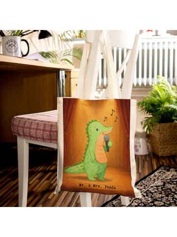 Mr. & Mrs. Panda Shopping Tasche Krokodil Singen Design ohne Spruch in Weiß