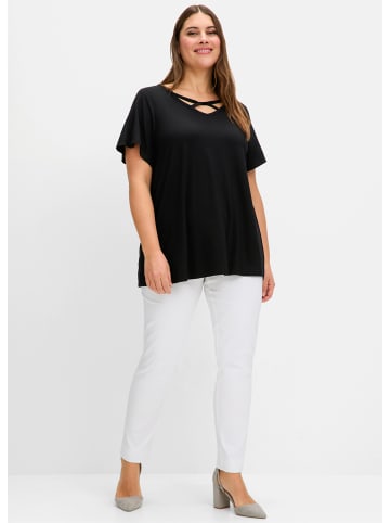 sheego Fledermausshirt in schwarz