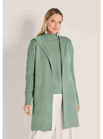 MADELEINE Urbaner Cardigan in Longform in hellsalbeigrün